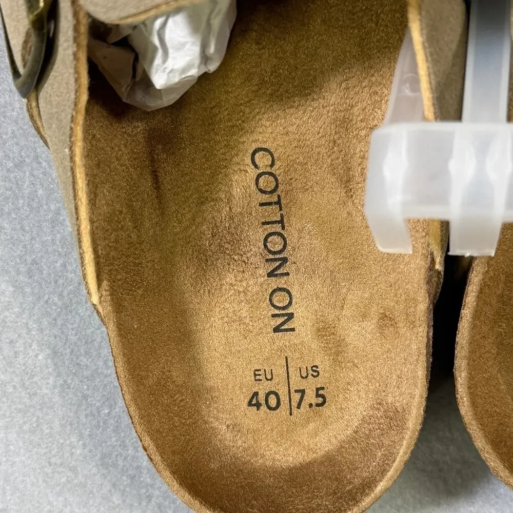 Cotton on Men's Closed Toe Buckle Slide - Taupe 7.5 $40